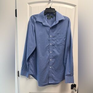 Men's Ralph Lauren Blue White Checks Button Down Shirt Classic Fit Size 16 1/2